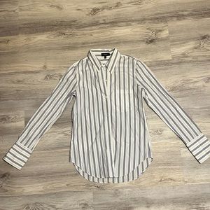 Blue and White Striped Theory Button Down